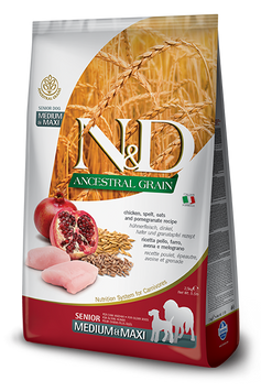 Farmina N&D Low Grain Senior Medium&Maxi Chicken&Pomegranate Низькозерновой сухий корм Фарміна для собак середніх і великих порід старше 7 років (курка/гранат) 2,5кг 156387 фото