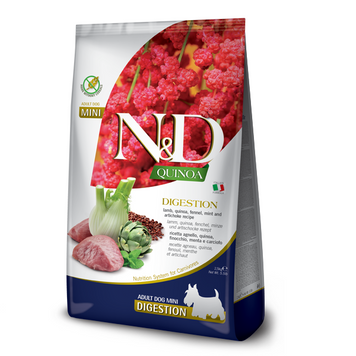 Farmina N&D Quinoa Grain Free Mini Adult Digestion Lamb & Fennel Беззерновий сухий корм Фарміна для собак дрібних порід, з чутливим травленням і схильних до захворювань ШКТ з ягням, фенхелем та кіноа 2,5кг 183676 фото