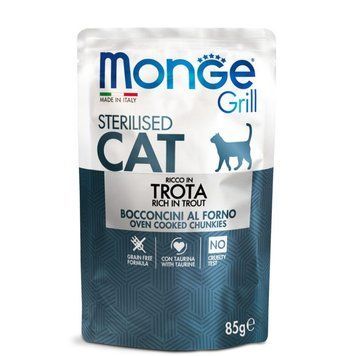 Monge Cat Wet GRILL Wet Sterilised Вологий корм для стерилізованих котів форель 85г 70013659 фото