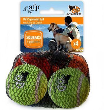 Набір тенісних м'ячів ALL FOR PAWS Outdoor Mini Squeaking Tennis Ball 4,4см з пискавкой 4 шт пакування 8095 фото