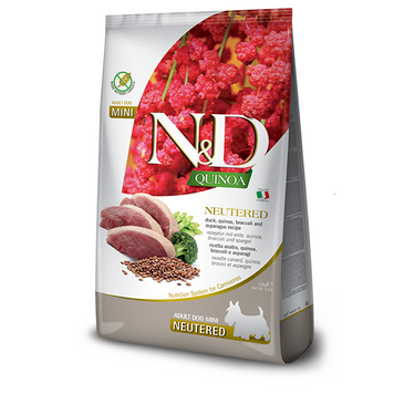 Farmina N&D Quinoa Grain Free Mini Adult Neutered Duck & Broccoli & Asparagus Беззерновий сухий корм Фарміна для стерилізованих собак дрібних порід з качкою, кіноа, броколі та спаржею 2,5кг 179484 фото