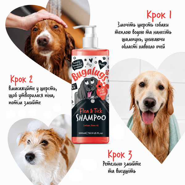 Bugalugs Flea and Tick Dog Shampoo with Neem Oil Бугалугс Шампунь від бліх і кліщів для собак з олією нім 250мл BSHFTKK250 фото