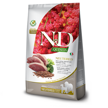 Farmina N&D Quinoa Grain Free Medium&Maxi Adult Neutered Duck & Broccoli & Asparagus Беззерновий сухий корм Фарміна для стерилізованих собак середніх і великих порід з качкою, кіноа, броколі та спаржею 2,5кг 179487 фото