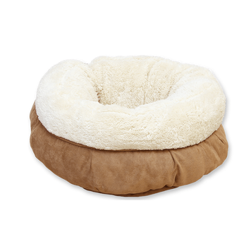 Лежак для котів ALL FOR PAWS Lambswool Donut Bed бежевий 2133 фото