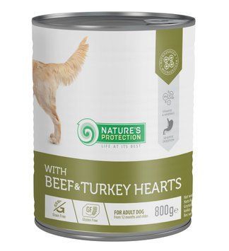 Nature's Protection Adult Beef & Turkey Hearts Вологий корм для собак з яловичиною і серцем індички, 800 г KIK45604 фото