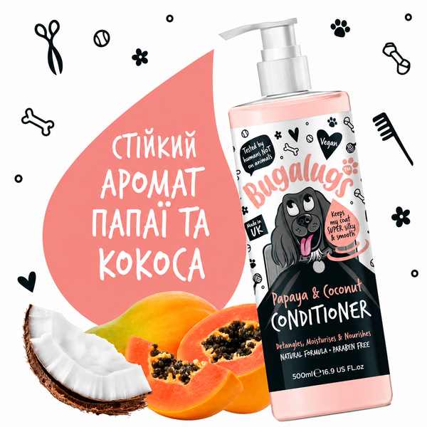 Bugalugs Papaya & Coconut Conditioner Кондиціонер Бугалугс для собак із папаєю та кокосом 500мл BSCDTNPC фото