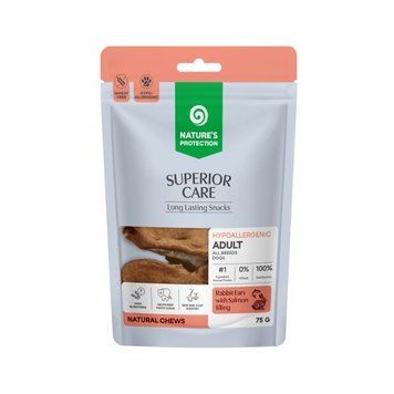 Nature's Protection Superior Care Rabbit Ears with Salmon Filling Ласощі для собак кролячі вушка з начинкою з лосося 75 г KIKNPSC70539 фото