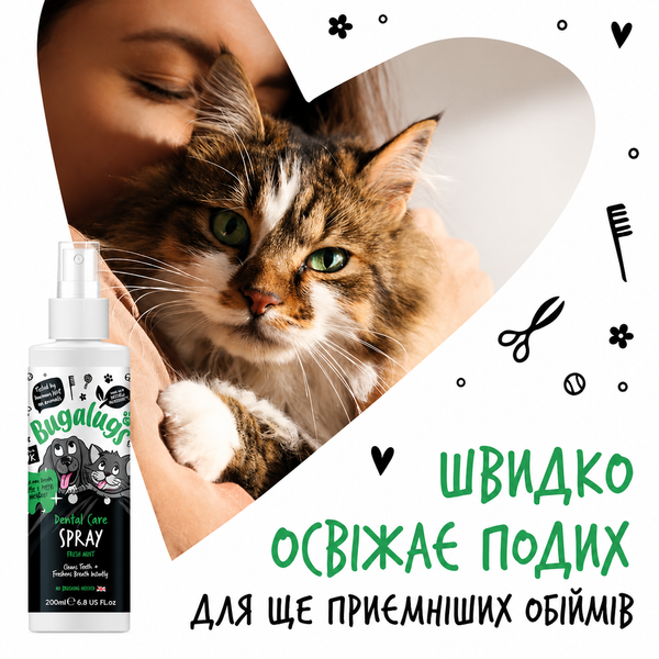 Bugalugs Dental Care Spray in Fresh Mint Спрей Бугалугс для гігієни ротової порожнини і свіжого дихання собак і котів 200мл BDENSPRY200 фото