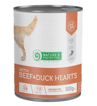 Nature's Protection Adult Beef & Duck Hearts Вологий корм для собак з яловичиною і качиним серцем, 800 г KIK45605 фото