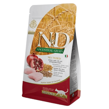 Farmina N&D Low Grain Cat Adult Neutered Chicken Низькозерновий сухий корм Фарміна для дорослих стерилізованих котів (курка/гранат) 300г 156431 фото