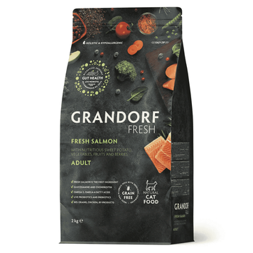 Grandorf Fresh Salmon & Sweet Potato Adult Indoor Беззерновий сухий корм Грандорф Фреш для дорослих котів з лососем та бататом 400г 83840 фото