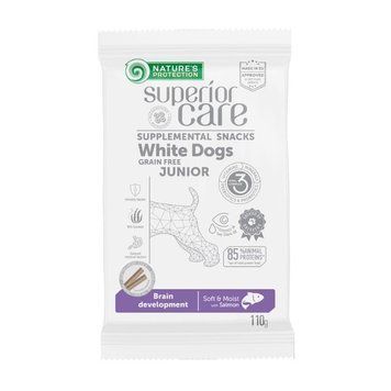 Nature's Protection Superior Care White Dogs Brain Development Беззернові ласощі для юніорів із білим забарвленням з лососем 110 г KIKNPSC47198 фото