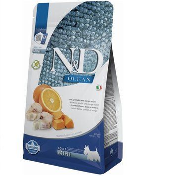 Farmina N&D Grain Free Ocean Mini Adult Cod & Pumpkin & Orange Беззерновий сухий корм Фарміна для собак дрібних порід з тріскою та апельсином 800г 173415 фото