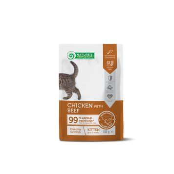 Nature&rsquo;s Protection Kitten Healthy Growth Chicken with Beef Вологий корм для кошенят для здорового зростання з куркою і яловичиною, 100 г NPUPF63656 фото