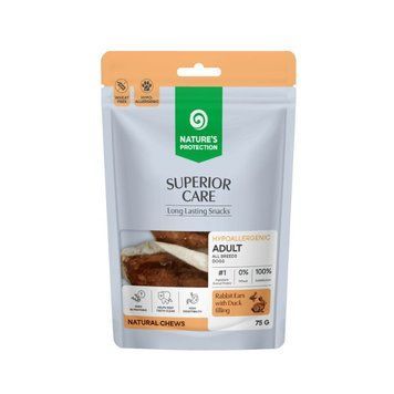 Nature's Protection Superior Care Rabbit Ears with Duck Filling Ласощі для собак кролячі вушка з начинкою з качки 75 г KIKNPSC70540 фото