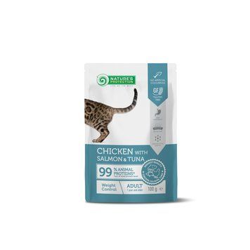 Nature&rsquo;s Protection Adult cats Weight Control Chicken with Salmon & Tuna Вологий корм для котів для контролю ваги з куркою, лососем і тунцем, 100 г NPUPF63657 фото