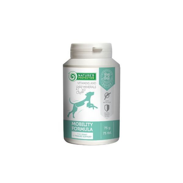 Nature's Protection Mobility Formula Харчова добавка для зміцнення суглобів, сухожиль та зв'язок собак, 75 таблеток CAN63297 фото Nature's Protection Mobility Formula Харчова добавка для зміцнення суглобів, сухожиль та зв'язок собак, 75 таблеток CAN63297 фото