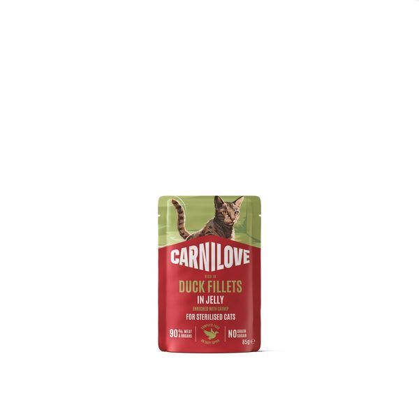 Корм вологий Carnilove Jelly Duck with Catnip Sterilised для стерилізованих котів качка і котяча м'ята в желе 85 г 101408 фото Корм вологий Carnilove Jelly Duck with Catnip Sterilised для стерилізованих котів качка і котяча м'ята в желе 85 г 101408 фото