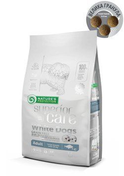 Nature's Protection Superior Care White Dogs Grain Free White Fish Adult Large Breeds Сухий беззерновий корм для дорослих собак великих порід з білою рибою 1,5 кг NPSC46338 фото