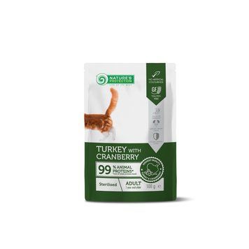 Nature&rsquo;s Protection Adult cats Sterilised Turkey with Cranberry Вологий корм для стерилізованих котів з індичкою і журавлиною, 100 г NPUPF63655 фото