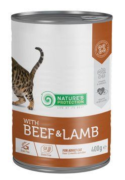 Nature's Protection Adult cats Beef & Lamb Вологий корм для котів з яловичиною і ягням, 400 г KIK45607 фото