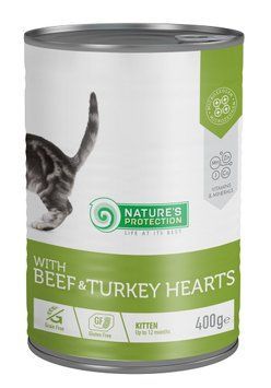 Nature's Protection Kitten Beef & Turkey hearts Вологий корм для кошенят з яловичиною і серцем індички, 400 г KIK45610 фото
