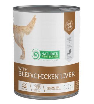 Nature's Protection Adult Beef & Chicken Liver Вологий корм для собак з яловичиною і курячою печінкою, 800 г KIK45606 фото