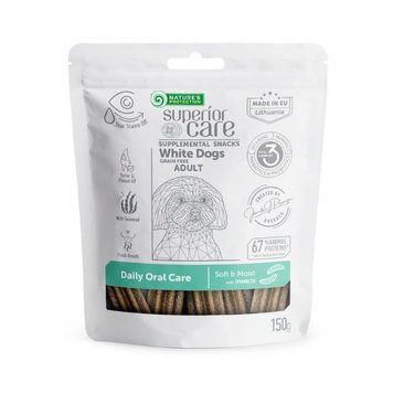 Nature's Protection Superior Care White Dogs Daily Oral Care Беззернові ласощі для дорослих собак із білим забарвленням з протеїном комах 150 г KIKNPSC47652 фото