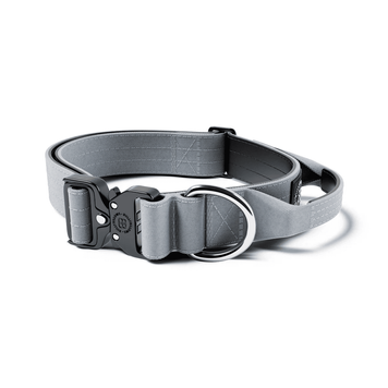 Нашийник BullyBillows Combat&reg; Collar Metal Grey M 4см сірий широкий з ручкою розмір M bbccmgm фото