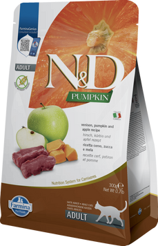 Farmina N&D Grain Free Pumpkin Cat Adult Venison & Apple Беззерновий сухий корм Фарміна для дорослих котів (оленина/яблуко) 300г 186445 фото