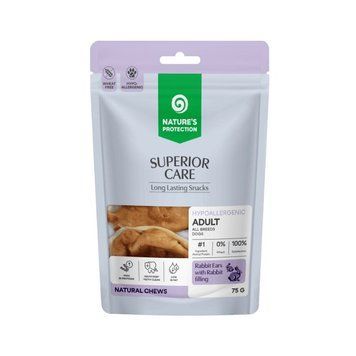 Nature's Protection Superior Care Rabbit Ears with Rabbit Filling Ласощі для собак кролячі вушка з начинкою з кролика 75 г KIKNPSC70542 фото