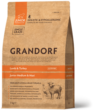 Grandorf Lamb & Turkey Junior Medium & Maxi Сухий корм Грандорф Джуніор для юніорів середніх та великих порід з 3х місяців (ягня та індичка) 1кг 92101 фото
