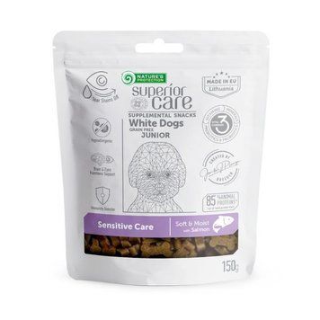 Nature's Protection Superior Care White Dogs Sensitive Care Беззернові ласощі для юніорів із білим забарвленням з чутливим травленням з лососем 150 г KIKNPSC47657 фото