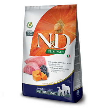 Farmina N&D Grain Free Medium&Maxi Adult Pumpkin Lamb & Blueberry Беззерновий сухий корм Фарміна для собак средніхі та великих порід (гарбуз/ягня/чорниця) 2,5кг 156347 фото