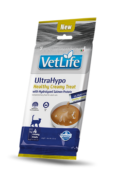 Farmina Vet Life Cat ULTRAHYPO Creamy Treat Chicken & Tuna Фарміна профілактичні кремові ласощі для дорослих котів зі схильністю до алергії з гідролізованим білком лосося 4x15г 193737 фото
