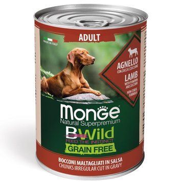 Monge Dog Wet Bwild Grain Free Adult Вологий беззерновий корм для дорослих собак ягня гарбуз цукіні 400г 70012614 фото
