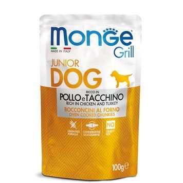 Monge Dog Wet GRILL Puppy & Junior Вологий корм для цуценят курка з індичкою 100г 70013178 фото