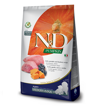 Farmina N&D Grain Free Puppy Medium&Maxi Pumpkin & Lamb & Blueberry Беззерновий сухий корм Фарміна для цуценят великих порід (гарбуз/ягня/чорниця) 2,5кг 156349 фото