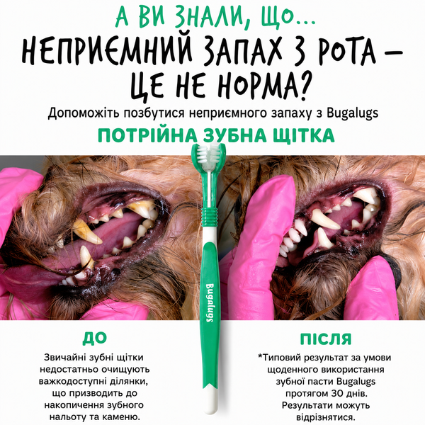 Bugalugs Triple Headed Toothbrush Зубна щітка Бугалугс з потрійною головкою BTPLBHSNG фото