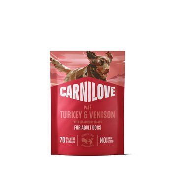 Корм вологий Carnilove Turkey & Venison with Stawberry Leaves для собак паштет індичка та оленина з листям полуниці 300 г 112430 фото