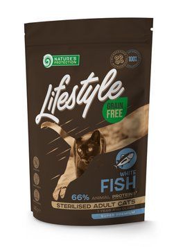 Nature's Protection Lifestyle Sterilised White fish Сухий беззерновий корм для стерилізованих котів з білою рибою, 400 г NPLS45801 фото